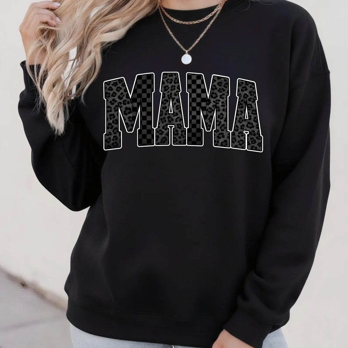 MAMA in Black Checkerd/Leopard