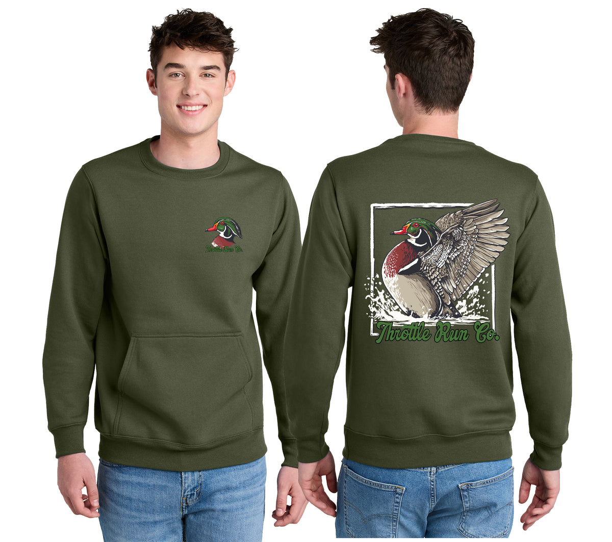 Duck Hunting Crewneck - Olive Green