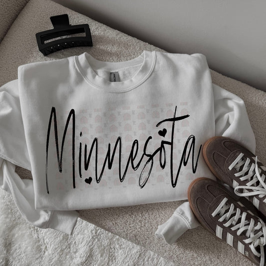 Minnesota - black font cursive