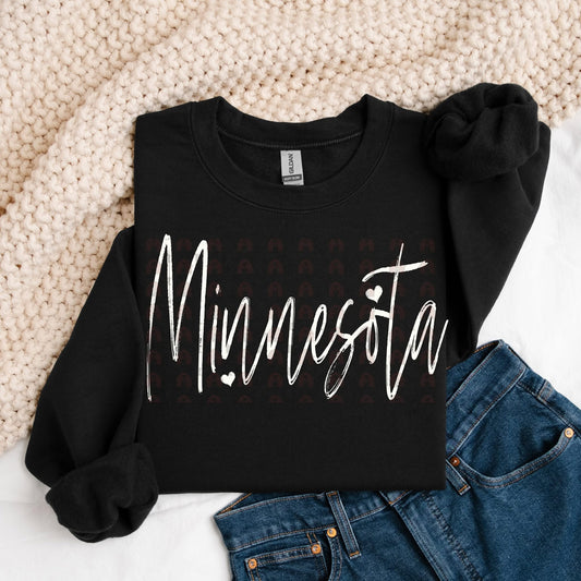 Minnesota - white font cursive